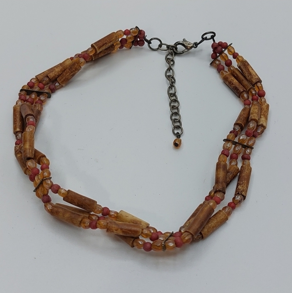 Glass and Bone Beads Choker Necklace